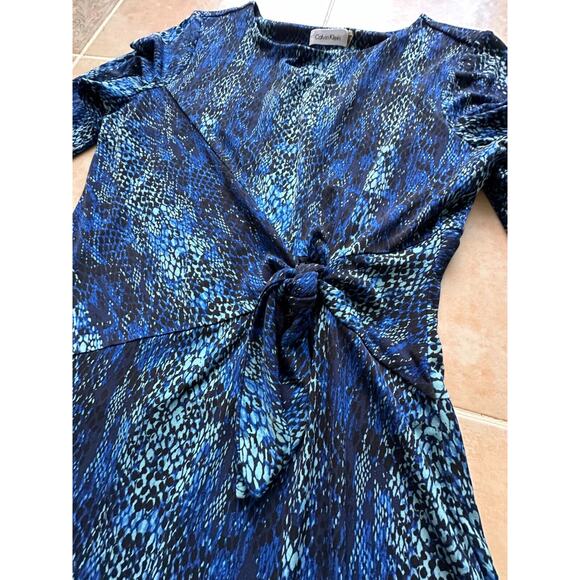 Calvin Klein Blue snake print jersey dress‎ Size 10P - Picture 7 of 9